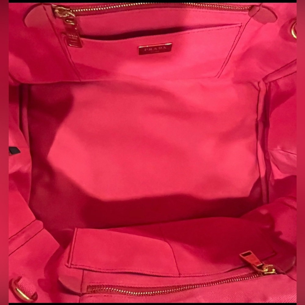 Prada Canapa classic pink denim tote bag No Detachable strap & Dustbag EUC - Picture 12 of 17